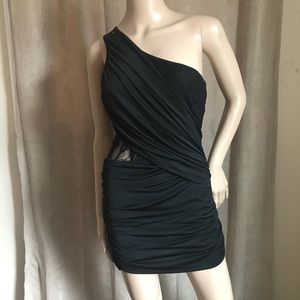 NWOT Black one shoulder bodycon mini black dress